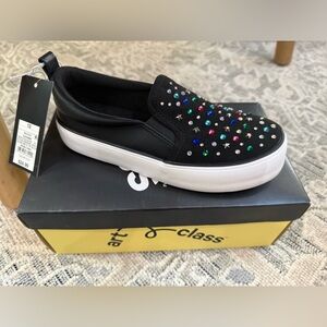 Art Class Kids Black Sneakers with Multicolor Studs
